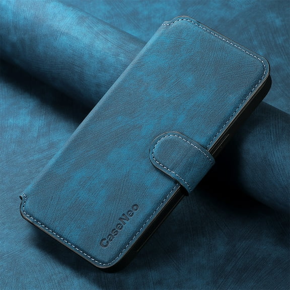 Dteck Detachable Magnetic Wallet Case for iPhone 13,Shockproof Leather Card Slots Wallet Case Mag-Safe Flip Removable TPU Back Cover,Blue