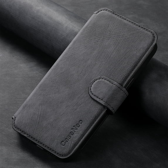 Dteck Detachable Magnetic Wallet Case for iPhone 15 Pro Max,Shockproof Leather Card Slots Wallet Case Mag-Safe Flip Removable TPU Back Cover,Black