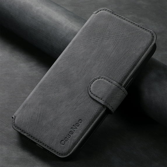 Dteck Detachable Magnetic Wallet Case for iPhone 15,Shockproof Leather Card Slots Wallet Case Mag-Safe Flip Removable TPU Back Cover,Black