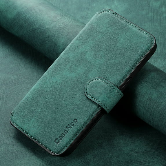 Dteck Detachable Magnetic Wallet Case for iPhone 15,Shockproof Leather Card Slots Wallet Case Mag-Safe Flip Removable TPU Back Cover,Green