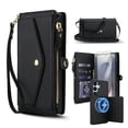 thumbnail image 1 of Dteck Crossbody Wallet for Samsung Galaxy S20 with Detachable Magnetic Phone Case, Compatible with MagSafe, RFID Blocking PU Leather Phone Case Flip Cover Wrist Strap Zipper Card Holder Slots,Black, 1 of 8