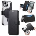 thumbnail image 1 of Dteck Detachable Wallet Case for iPhone 14,Magnetic Leather Card Slot Wallet Case Removable Plating TPU Case Built-in Camera Lens Protector Compatible with MagSafe Kickstand Cover,Black, 1 of 11