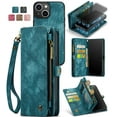 thumbnail image 1 of Dteck Detachable Wallet Case for iPhone 15,Multi-Functional Premium PU Leather Zipper Purse Cover Shockproof Rubber Card Slots & Removable Magnetic Case with Strap,Green, 1 of 6