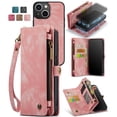 thumbnail image 1 of Dteck Detachable Wallet Case for iPhone 15 Plus,Multi-Functional Premium PU Leather Zipper Purse Cover Shockproof Rubber Card Slots & Removable Magnetic Case with Strap,Pink, 1 of 6