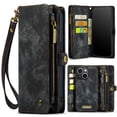 thumbnail image 1 of Dteck Detachable Wallet Case for iPhone 15 Plus,Multi-Functional Premium PU Leather Zipper Purse Cover Shockproof Rubber Card Slots & Removable Magnetic Case with Strap,Black, 1 of 6
