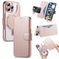 thumbnail image 1 of Dteck Detachable Wallet Case for iPhone 15 Pro Max,Magnetic Leather Card Slot Wallet Case Removable Plating TPU Case Built-in Camera Lens Protector Compatible with MagSafe Kickstand Cover,Rosegold, 1 of 8