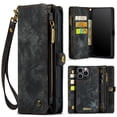 thumbnail image 1 of Dteck Detachable Wallet Case for iPhone 15 Pro Max,Multi-Functional Premium PU Leather Zipper Purse Cover Shockproof Rubber Card Slots & Removable Magnetic Case with Strap,Black, 1 of 6