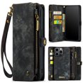 thumbnail image 1 of Dteck Detachable Wallet Case for iPhone 15 Pro,Multi-Functional Premium PU Leather Zipper Purse Cover Shockproof Rubber Card Slots & Removable Magnetic Case with Strap,Black, 1 of 6