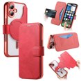 thumbnail image 1 of Dteck Detachable Wallet Case for iPhone 16,Magnetic Leather Card Slot Wallet Case Removable Plating TPU Case Built-in Camera Lens Protector Compatible with MagSafe Kickstand Cover,Red, 1 of 11