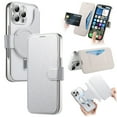 thumbnail image 1 of Dteck Detachable Wallet Case for iPhone 16 Pro,Magnetic Leather Card Slot Wallet Case Removable Plating TPU Case Built-in Camera Lens Protector Compatible with MagSafe Kickstand Cover,Silver, 1 of 8