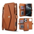 thumbnail image 1 of Dteck Detachable Wallet Case for iPhone 16 Pro Max,Magnetic Leather Case 2 in 1 Card Slots Pocket Compatible with MagSafe Shockproof Cover with Wrist Strap/Shoulder Strap,Brown, 1 of 8