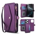 thumbnail image 1 of Dteck Detachable Wallet Case for iPhone 16 Pro Max,Magnetic Leather Case 2 in 1 Card Slots Pocket Compatible with MagSafe Shockproof Cover with Wrist Strap/Shoulder Strap,Purple, 1 of 8