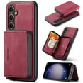 thumbnail image 1 of Dteck Detachable Zipper Wallet Case for Samsung Galaxy S24 FE,Magnetic Leather Card Pocket Bag Removable 2 in 1 Case Shockproof Rubber Kickstand Back Cover,Red, 1 of 7