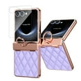 thumbnail image 1 of Dteck Diamond Case for Samsung Galaxy Z Flip 7 with Hinge Protection and Ring Holder, Luxury Sparkly Plating Shockproof Phone Cover with Screen Protector for Galaxy Z Flip 7,Purple, 1 of 8