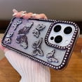 thumbnail image 1 of Dteck Diamond Case for iPhone 16 Pro Max, Glitter 3D Butterfly Diamond Camera Protection Shockproof for iPhone 16 Pro Max Case for Women Girls,Purple, 1 of 7