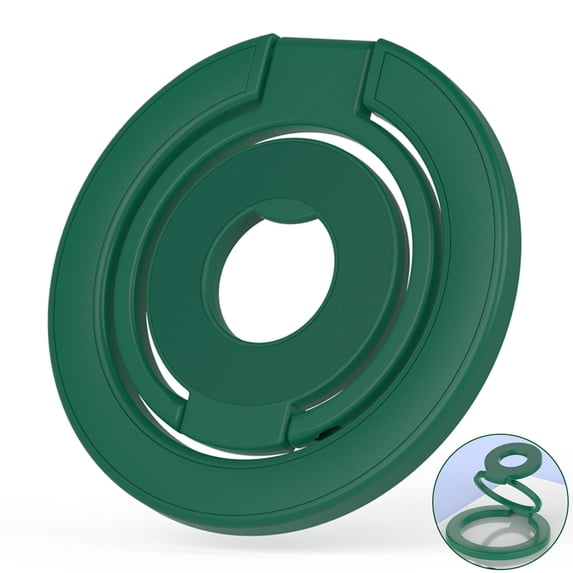 Dteck Double Magnetic Phone Ring Holder and Finger Grip Kickstand, Compatible with MagSafe, iPhones, Androids, and Car Mounts,Deep Green
