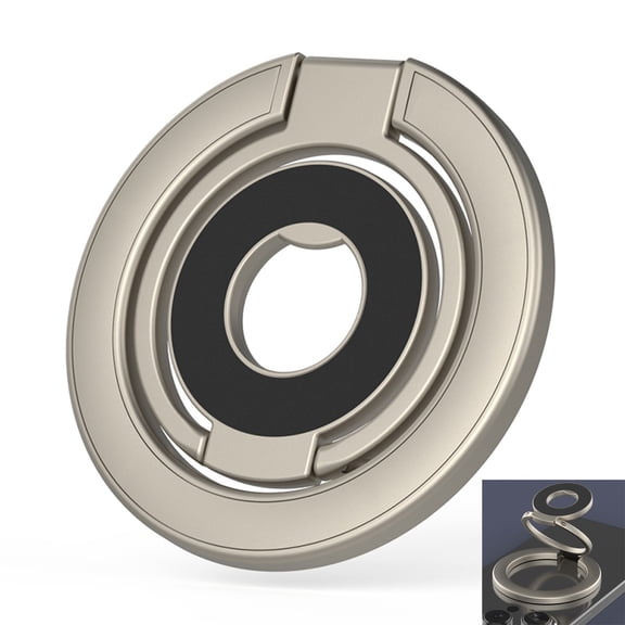 Dteck Double Magnetic Phone Ring Holder and Finger Grip Kickstand, Compatible with MagSafe, iPhones, Androids, and Car Mounts,Gold