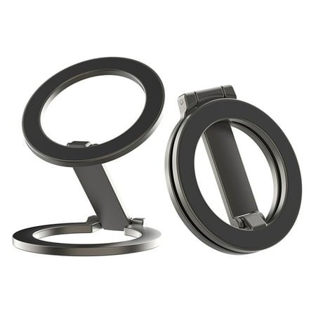 Dteck Dual Magnets Phone Ring Stand Holder Kickstand, Magnetic Phone Ring Grip Holder for Cell Phone Ring Finger Stand for iPhone,Two Sides Magnet Phone Ring Stand for Samsung,Guncolor