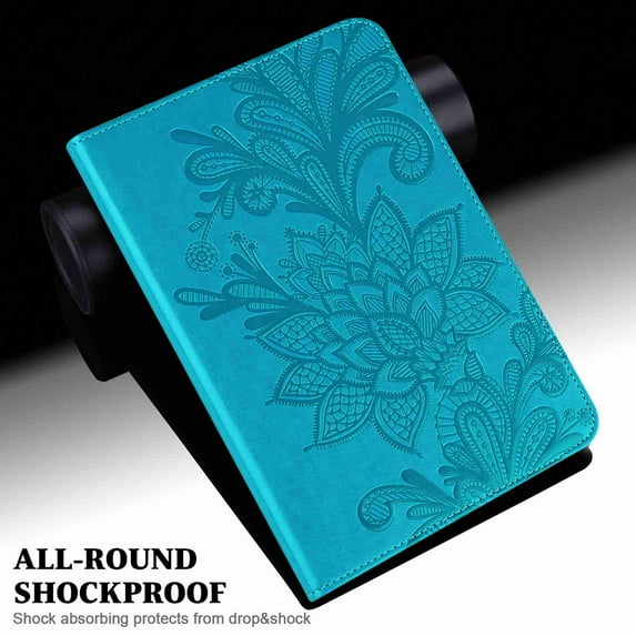 Dteck Embossed Flower Case for Samsung Galaxy Tab A7 Lite 8.7 Inch 2021 (SM-T225 / SM-T220), Premium PU Leather Lightweight Slim Shockproof Protective Cover for Samsung A7 Lite Tablet, blue