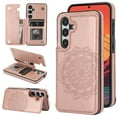 thumbnail image 1 of Dteck Embossed Flower Pattern Wallet Case for Samsung Galaxy S24 Magnetic Leather Card Slots Women Girl Case Shockproof Kickstand Flip Cover for Galaxy S24,Rosegold, 1 of 7