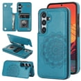 thumbnail image 1 of Dteck Embossed Flower Pattern Wallet Case for Samsung Galaxy S24 Plus Magnetic Leather Card Slots Women Girl Case Shockproof Kickstand Flip Cover for Galaxy S24+,Blue, 1 of 7