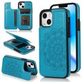 thumbnail image 1 of Dteck Embossed Flower Pattern Wallet Case for iPhone 13,Magnetic Leather Card Slots Women Girl Case Shockproof Kickstand Flip Cover for iPhone 13,Blue, 1 of 7