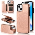 thumbnail image 1 of Dteck Embossed Flower Pattern Wallet Case for iPhone 14,Magnetic Leather Card Slots Women Girl Case Shockproof Kickstand Flip Cover for iPhone 14,Rosegold, 1 of 7