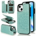 thumbnail image 1 of Dteck Embossed Flower Pattern Wallet Case for iPhone 15 Plus,Magnetic Leather Card Slots Women Girl Case Shockproof Kickstand Flip Cover for iPhone 15 Plus,Green, 1 of 7