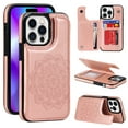 thumbnail image 1 of Dteck Embossed Flower Pattern Wallet Case for iPhone 16 Pro,Magnetic Leather Card Slots Women Girl Case Shockproof Kickstand Flip Cover for iPhone 16 Pro,Rosegold, 1 of 8