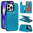 thumbnail image 1 of Dteck Embossed Flower Pattern Wallet Case for iPhone 16 Pro Max,Magnetic Leather Card Slots Women Girl Case Shockproof Kickstand Flip Cover for iPhone 16 Pro Max,Blue, 1 of 8