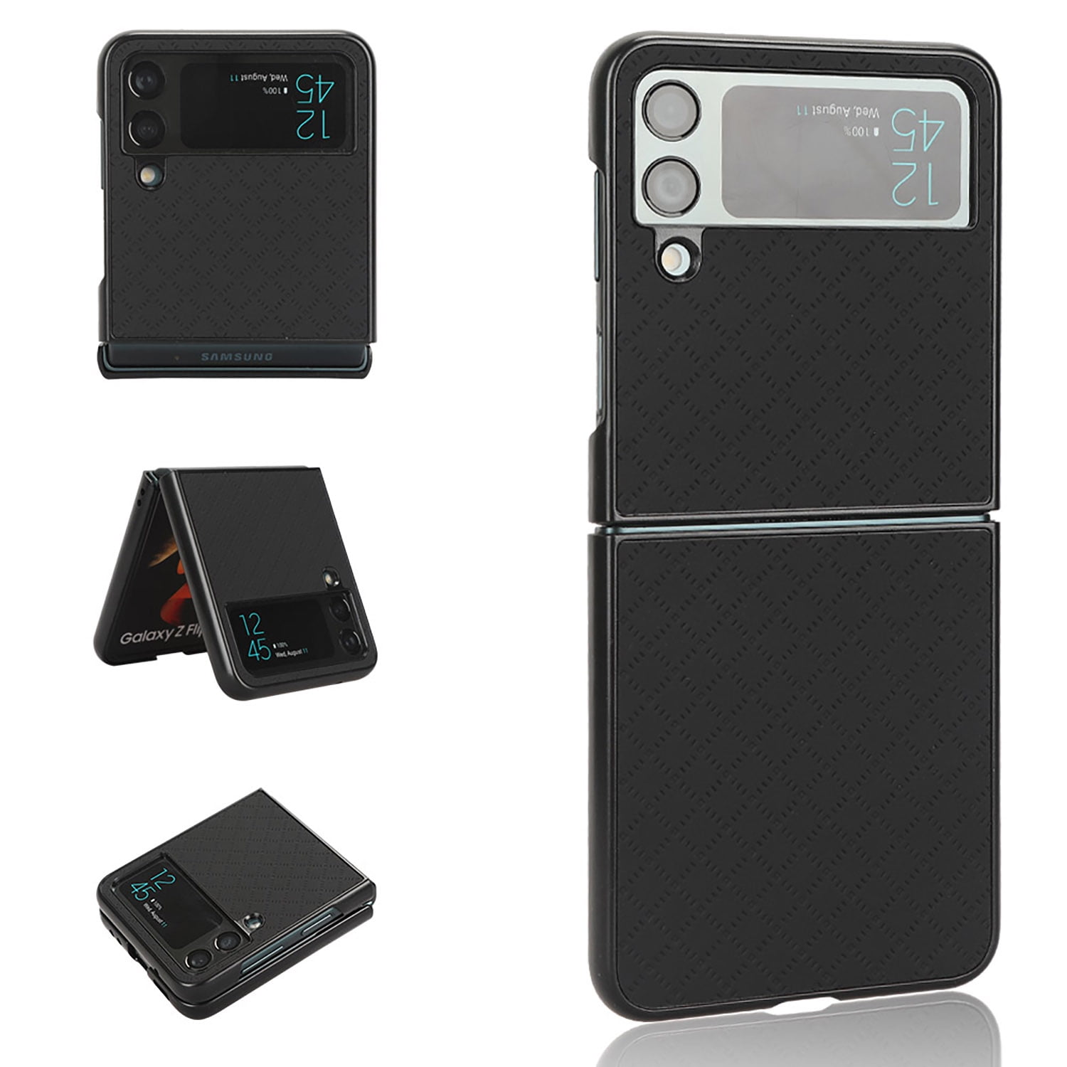 Dteck Filp Case for Samsung Galaxy Z Flip 3,Luxury PU Leather+Soft TPU With Shockproof Case for