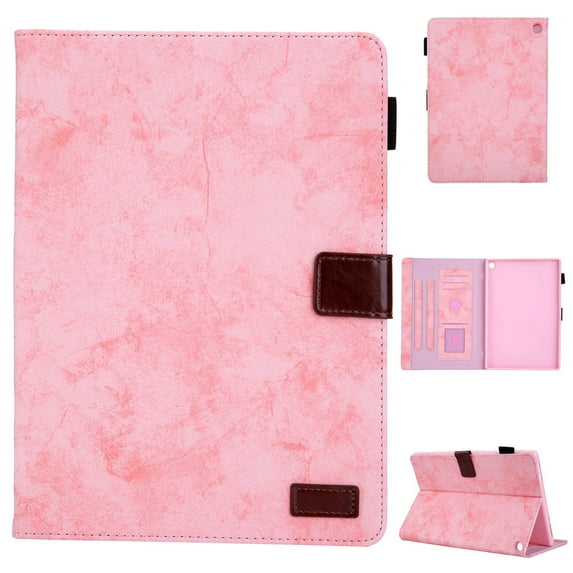 Dteck Fire HD 10 2021 Case - Folio PU Leather Smart Case Cover with Auto Wake/Sleep & Card Slots Compatible with All-New Amazon Fire HD 10 11th Generation / Fire HD 10 Plus 2021,Pink