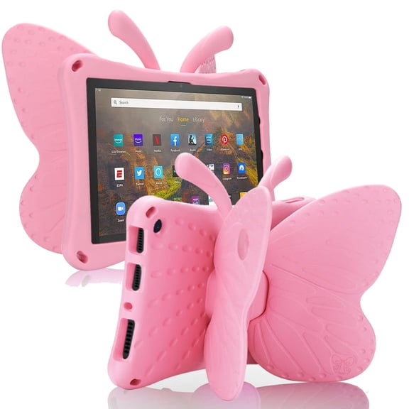 Dteck Fire Max 11 Tablet Case Kids, Amazon Fire Max 11 2023 Butterfly Case with Kickstand Light EVA Full Boby Rugged Shockproof Kid-Proof Fire Max 11 Kids Tablet Case for Girls Kids Gift,Pink