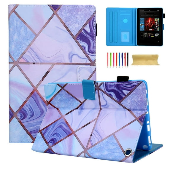 Dteck Flip Case for All-New Kindle Fire HD 10 2021/Fire HD 10 Plus 2021 (11th Generation), Premium PU Leather Multi-Angle Folio Cover with Card Holder Auto Wake Sleep,12# Purple