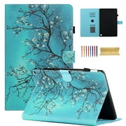 Dteck Flip Case for All-New Kindle Fire HD 10 2021/Fire HD 10 Plus 2021 (11th Generation), Premium PU Leather Multi-Angle Folio Cover with Card Holder Auto Wake Sleep,21# Plum Blossom