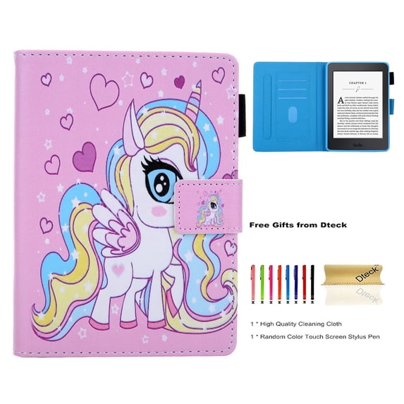 Dteck Flip Case For Kindle Paperwhite 6", PU Leather Folio Folding Smart Stand Cover Auto Wake/Sleep Magnetic Closure For All-New Amazon Kindle Paperwhite All Generations, Cute Horse