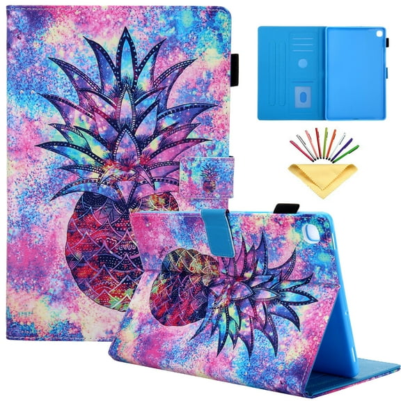 Dteck Flip Case For Samsung Galaxy Tab S5e 10.5 inch 2019 Tablet SM-T720/T725, Cute Pattern PU Leather Folio Stand Cover Built-in Card Slots/Stylus Holder Wallet Case, Pineapple