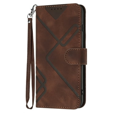 Dteck Flip Case for Samsung Galaxy S24 FE Case, Shockproof PU Leather Wallet Magnetic TPU Inner with Viewing Stand & Card Holder Wrist Strap Folio Phone Cover, Brown
