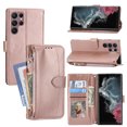 thumbnail image 1 of Dteck Flip Case for Samsung Galaxy S25 Ultra, Shockproof PU Leather Wallet Pocket Card Holder Magnetic Closure Anti Scratch Kickstand Cover with Crossbody Shoulder Strap, Rosegold, 1 of 7