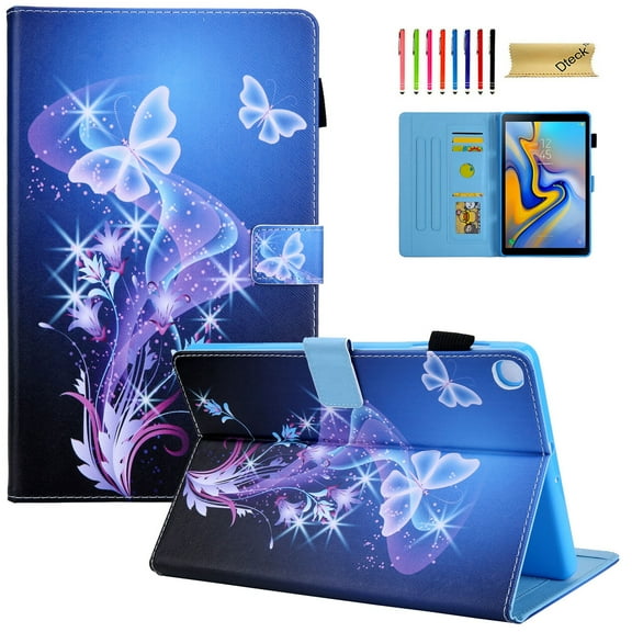 Dteck Flip Case For Samsung Galaxy Tab A 10.1 inch 2019 Tablet SM-T510/T515, Lightweight Cute Pattern PU Leather Folio Flip Stand Case Cover with Card Slots, Butterfly