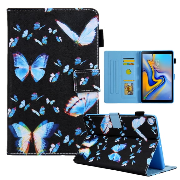 Dteck Flip Case for Samsung Galaxy Tab A7 Lite 8.7-inch 2021 Tablet models SM-T220 / T225, Cute Pattern PU Leather Folio Case Multi-angle Stand Cover with Card Slots,14 Blue Butterfly