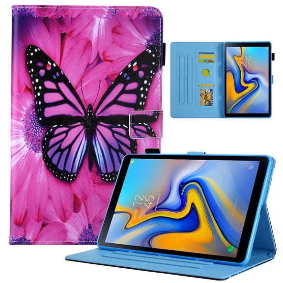Dteck Flip Case for Samsung Galaxy Tab A7 Lite 8.7-inch 2021 Tablet models SM-T220 / T225, Cute Pattern PU Leather Folio Case Multi-angle Stand Cover with Card Slots,27 Pink Butterfly
