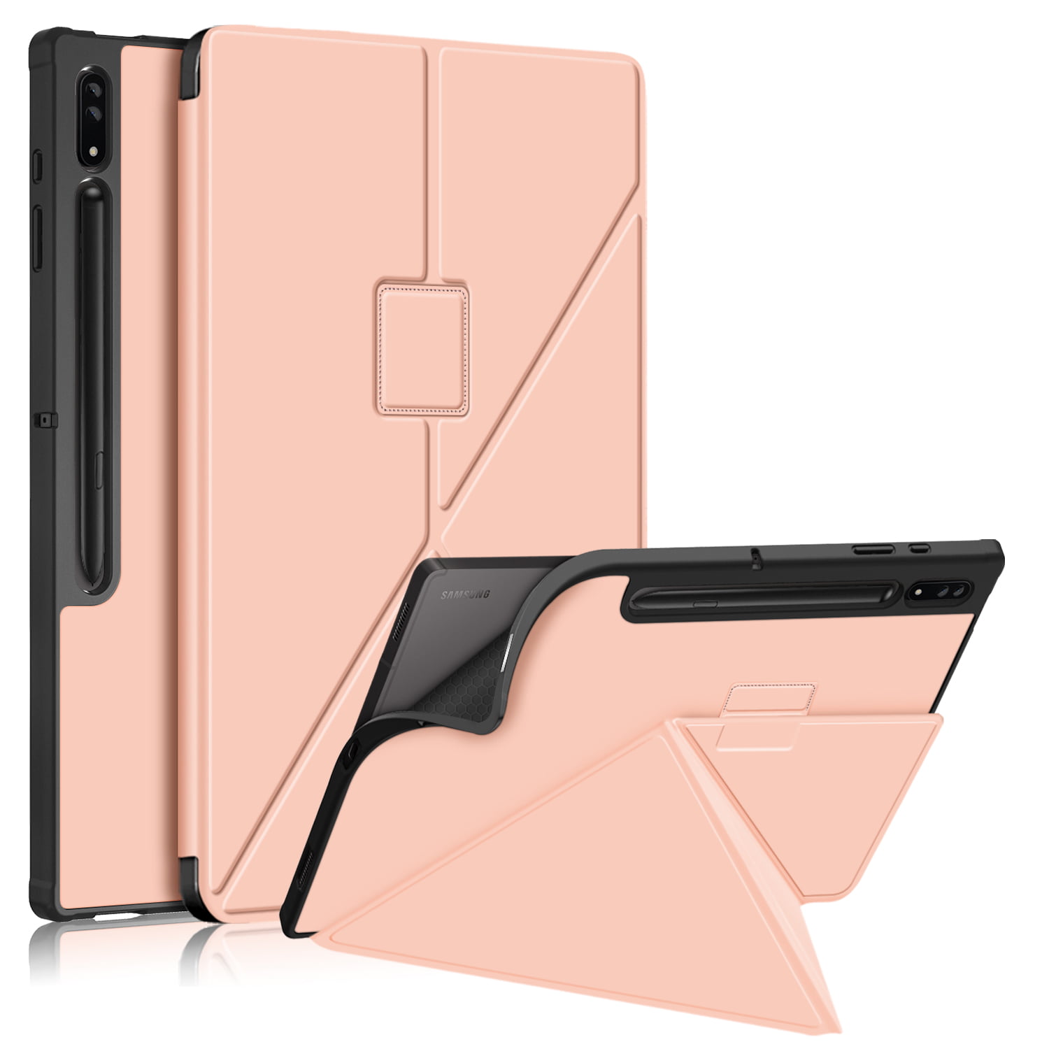 Dteck Flip S8 Closure for Multi-Angle Stand Holder, Rubber Ultra Tab Case S Case Galaxy Protective Tablet 2022 Folio Magnetic with Cover 14.6 Durable Pen inch SM-X900/X906, Samsung Rosegold