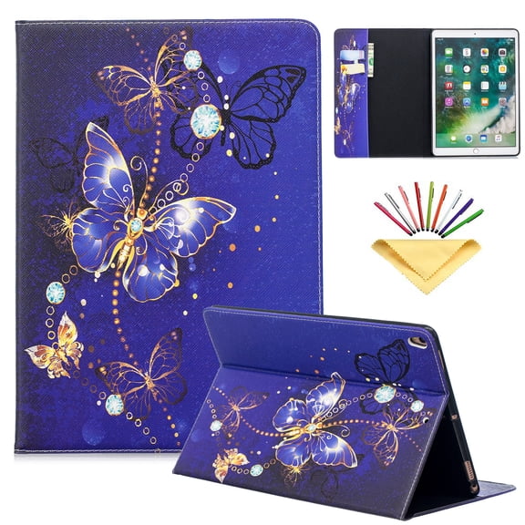 Dteck Flip Case For iPad 5th Gen/6th Gen/Air 2/Air /Pro 9.7", PU Leather Case w/Butterfly Design, Built-in Card Slots/Money Pocket, Stand Protective Cover For iPad 9.7" (not fit iPad 2 3 4), Purple