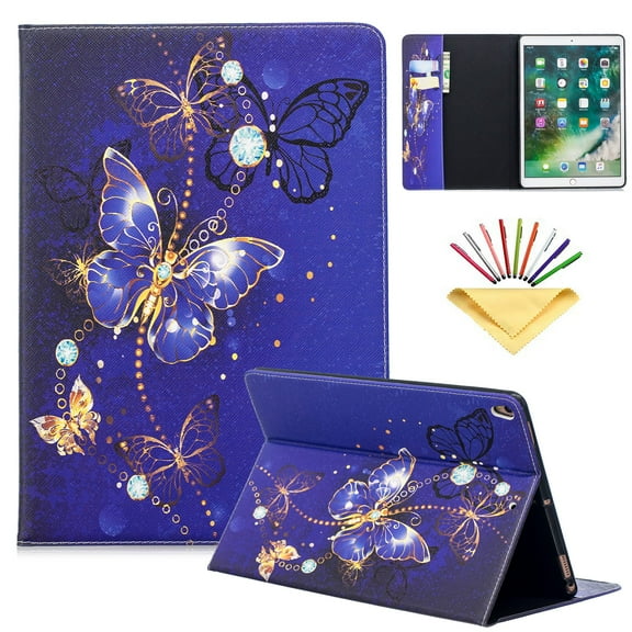 Dteck Flip Case For iPad Pro 10.5 inch / iPad Air 3rd Generation+, PU Leather Case w/Butterfly Design, Built-in Card Slots/Money Pocket, Stand Protective Cover, Purple Butterfly