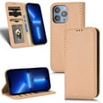 thumbnail image 1 of Dteck Flip Leather Wallet Case for iPhone 13 Pro Max with Card Slots Kickstand Function Stylish Grid Pattern Magnetic Shockproof Folding Case For iPhone 13 Pro Max,Beige, 1 of 6