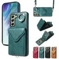 thumbnail image 1 of Dteck Flip Leather Wallet Cover for Samsung Galaxy S23 FE 5G Crossbody Case with Credit Card Holder Strap Lanyard, Women Men Purse Kickstand,Green, 1 of 10