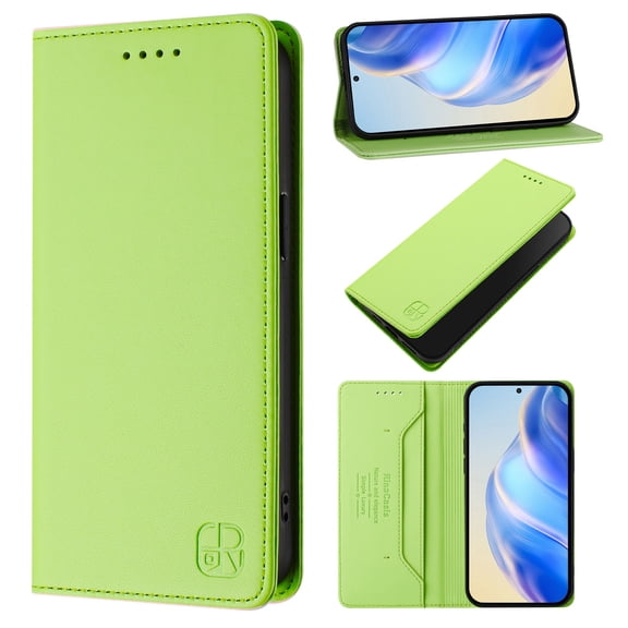 Dteck Flip Wallet Case for Google Pixel 9 / 9 Pro, Strong Magnetic Closure PU Leather Folio Cover with Card Holder Kickstand, TPU Shockproof Durable Protective Phone Cover,Green