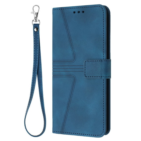 Dteck Flip Wallet Case for Samsung Galaxy A35, PU Leather Magnetic Folio Cover with Card Holder Wrist Strap, Shockproof Kickstand Protective Case for Samsung Galaxy A35 5G,Blue