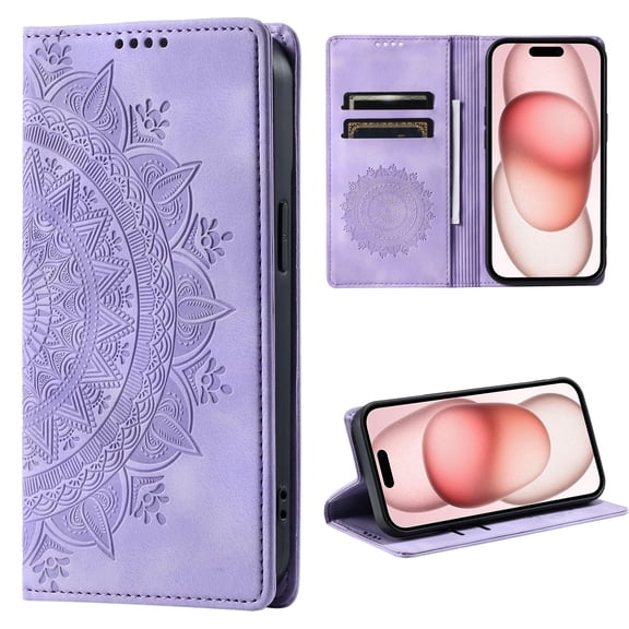 Dteck Flip Wallet Case for Samsung Galaxy Note 10 Plus, Embossed Leather Magnetic Folio Cover with Card Holder,Kickstand - TPU Shockproof Durable Protective Phone Case,Purple